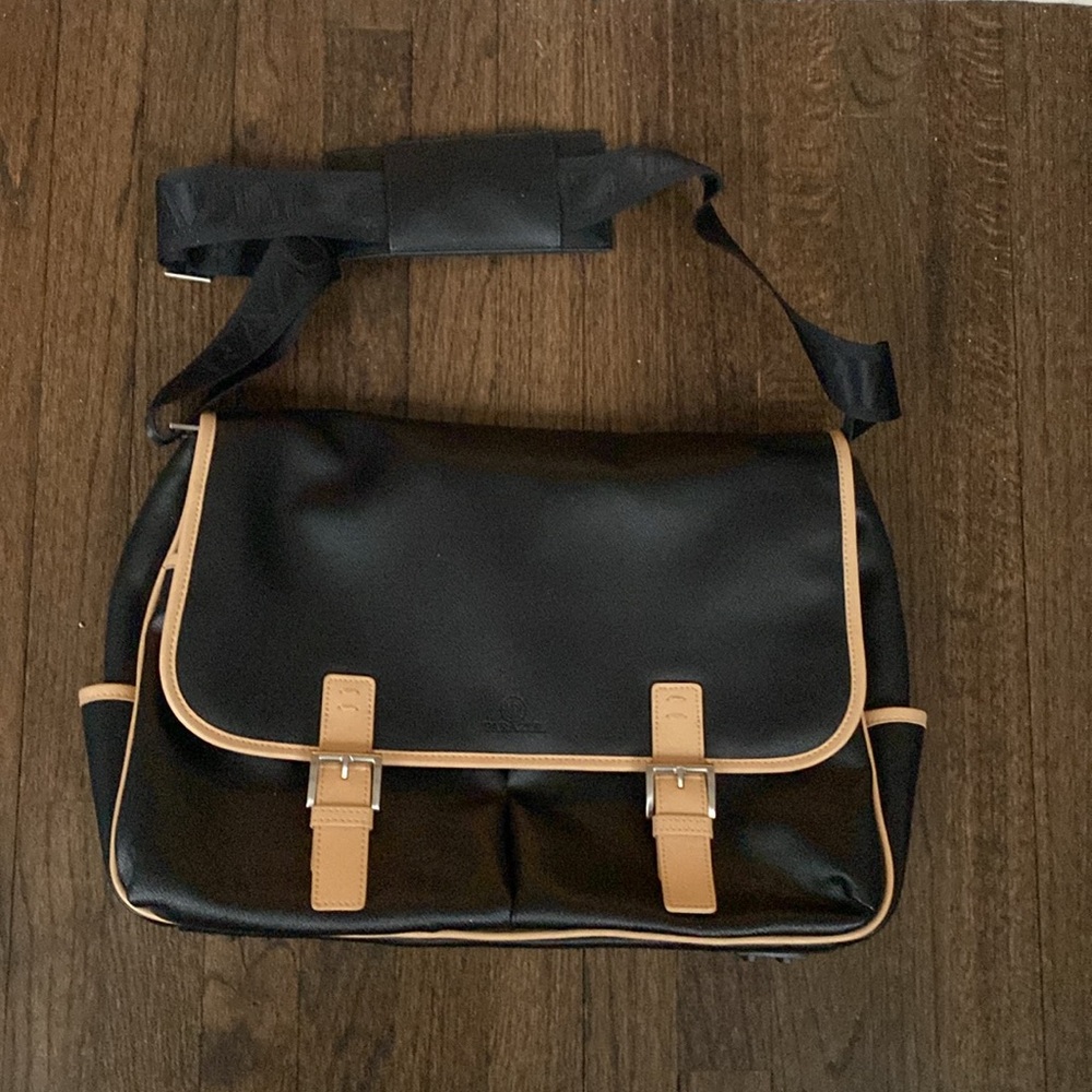 Parazul messenger canvas black and tan bag
